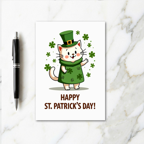 Shamrock Cat Pattern Holiday Card