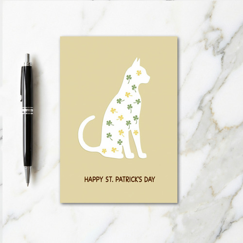 Shamrock Cat Pattern St Patricks Card