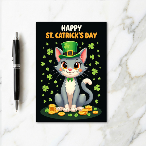 Shamrock Cat St Patricks Card