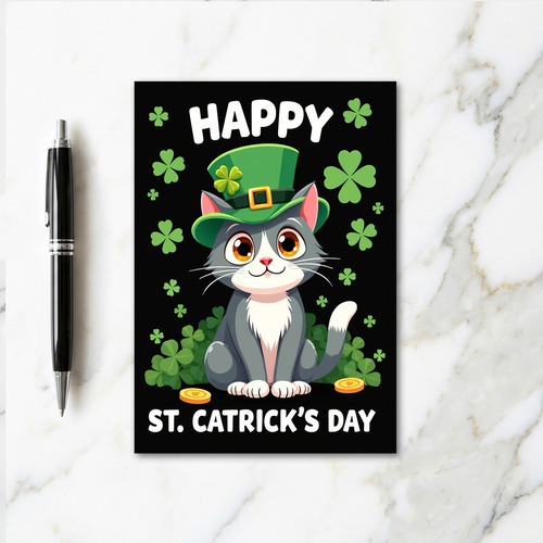 Shamrock Cat St Patricks Day Card