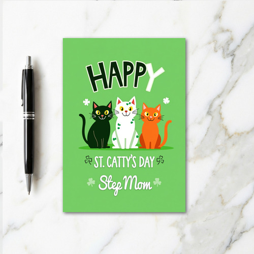 Shamrock Cat Step Mom Card