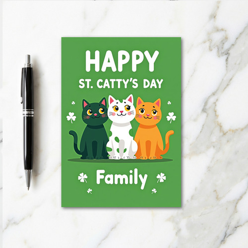 Shamrock Cats Family Fun Card