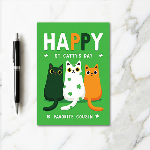 Shamrock Cats Happy Card