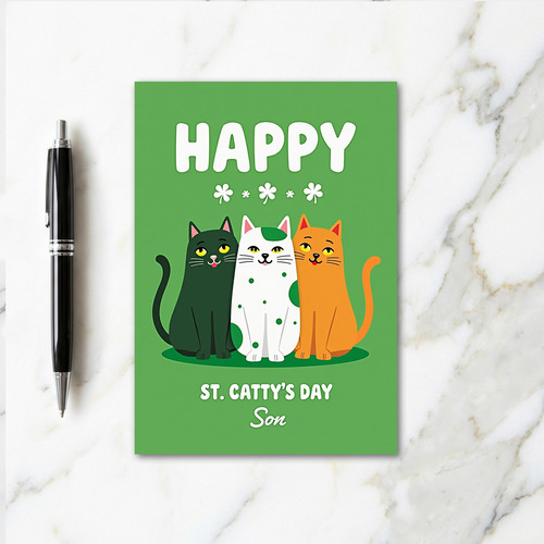 Shamrock Cats Happy Sons Day Card