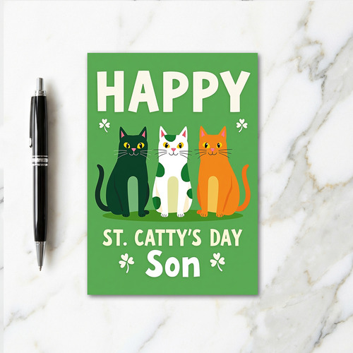 Shamrock Cats Happy St Cattys Day Card