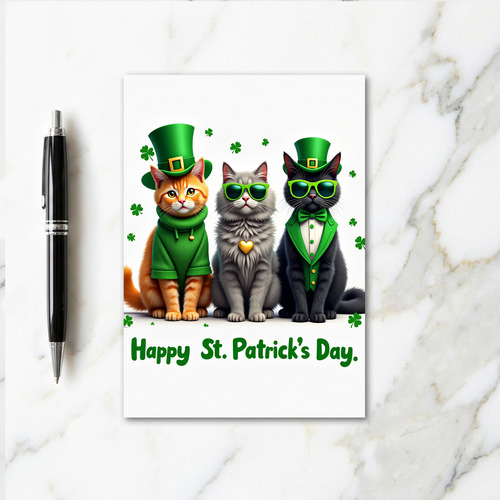 Shamrock Cats Holiday Card
