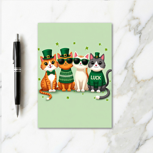 Shamrock Cats Luck Pattern Card