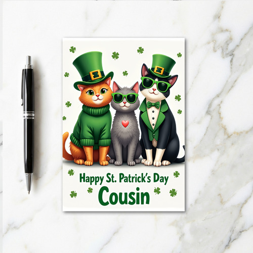 Shamrock Cats St Patricks Card