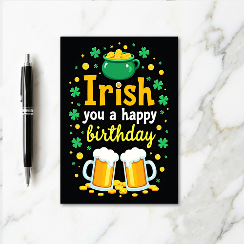 Shamrock Coins Birthday Card