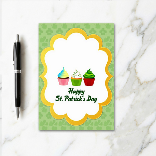 Shamrock Cupcake St Patricks Day Card