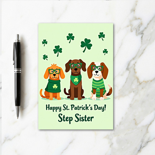 Shamrock Dog Pattern Step Sister Card