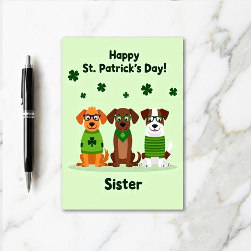 Shamrock Dogs St Patricks Card