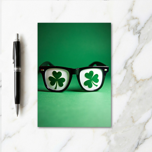 Shamrock Glasses St Patricks Card