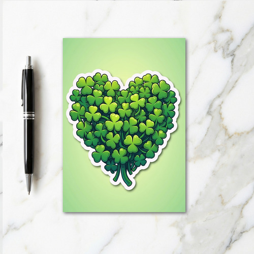 Shamrock Heart Glitter Texture Card