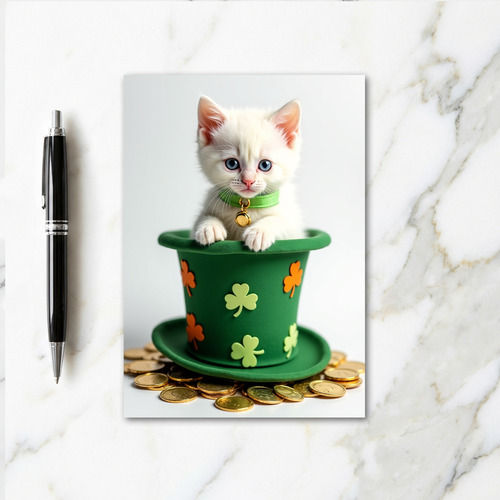 Shamrock Kitten Portrait Card