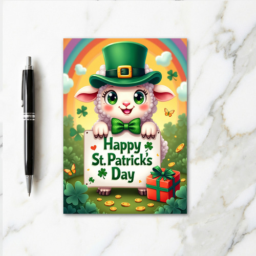 Shamrock Lamb Scene Card