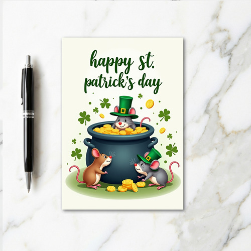 Shamrock Mice Gold Coins Card
