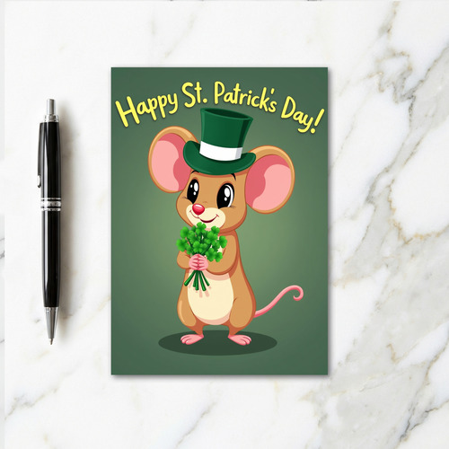 Shamrock Mouse St Patricks Day Card