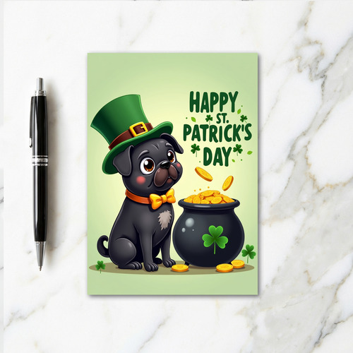 Shamrock Pug Happy Day Card