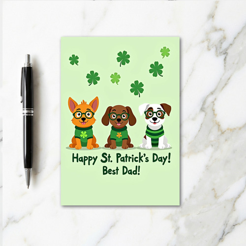 Shamrock Puppy Best Dad Card