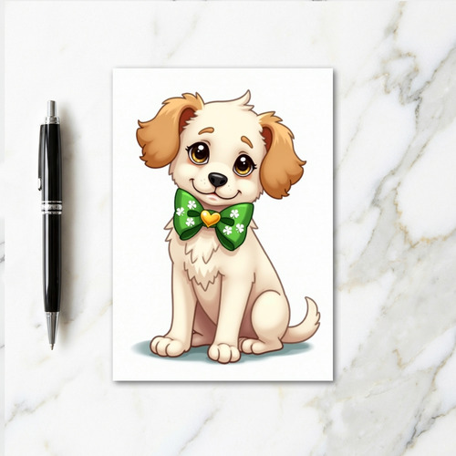 Shamrock Puppy Bow Card