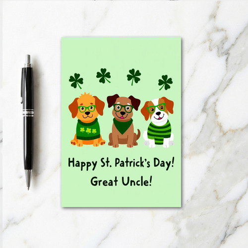 Shamrock Puppy Fun Faux Gold Foil Card