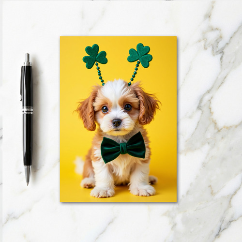 Shamrock Puppy Portrait Card