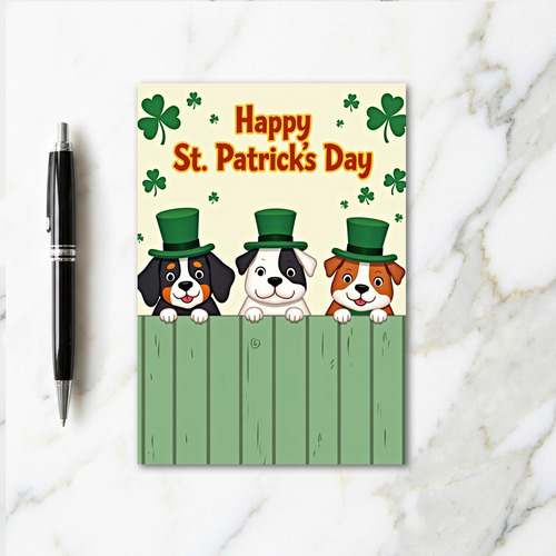 Shamrock Puppy St Patricks Day Card