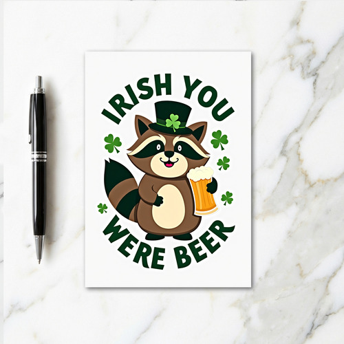 Shamrock Raccoon Beer Time Card