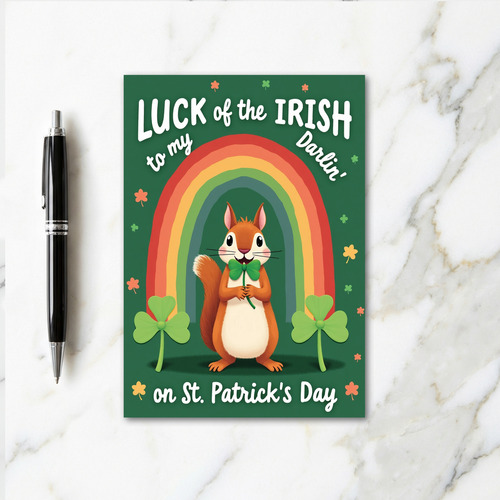 Shamrock Squirrel Luck Card