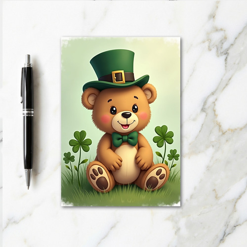 Shamrock Teddy Bear Luck Card