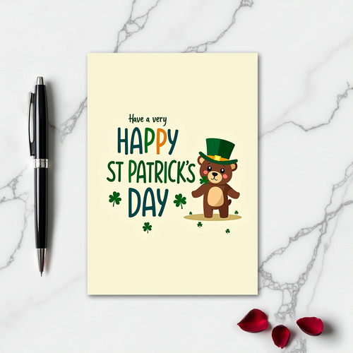 Shamrock Teddy Happy Card