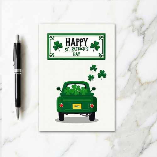 Shamrock Truck Glitter Texture Card