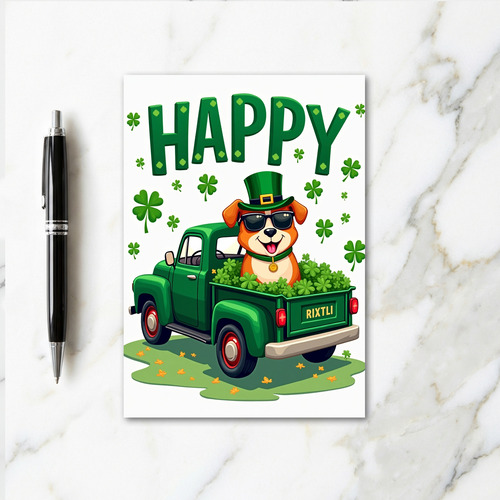 Shamrock Truck Happy St Patricks Card