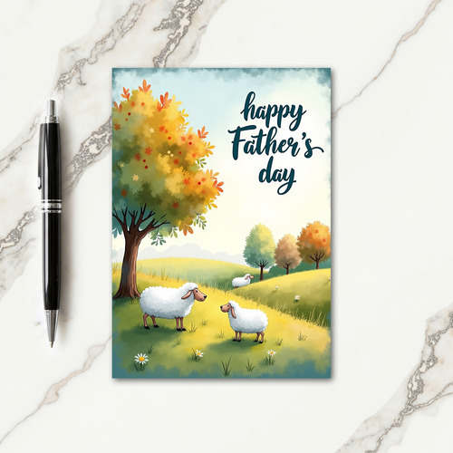 Sheep Fathers Day Illustration Card