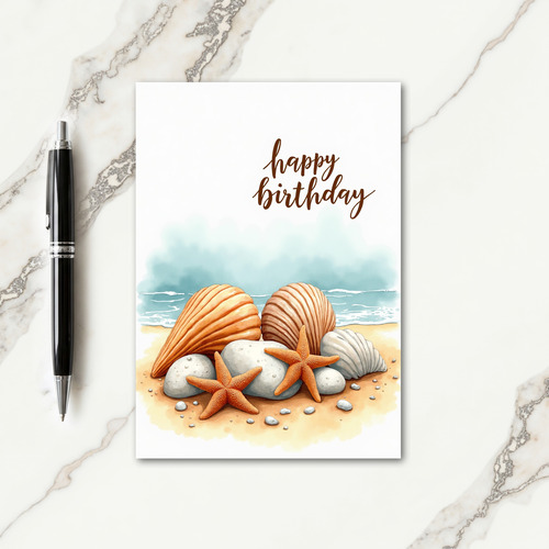 Shell Birthday Watercolor Card