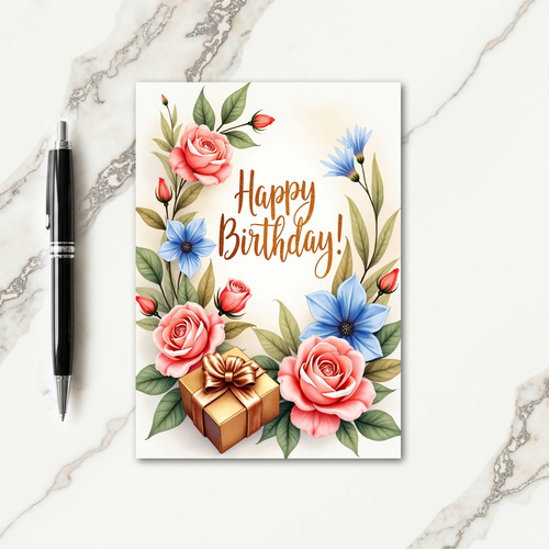 Shimmering Bloom Birthday Card
