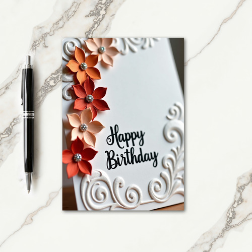 Shimmering Floral Birthday Card
