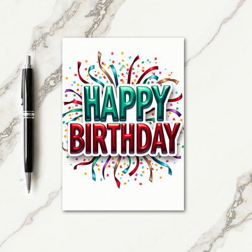 Shimmering Teal Birthday Card