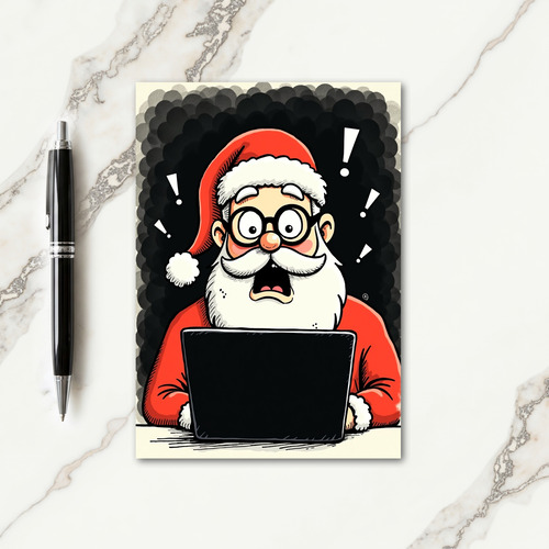 Shocked Red Suited Santa Card