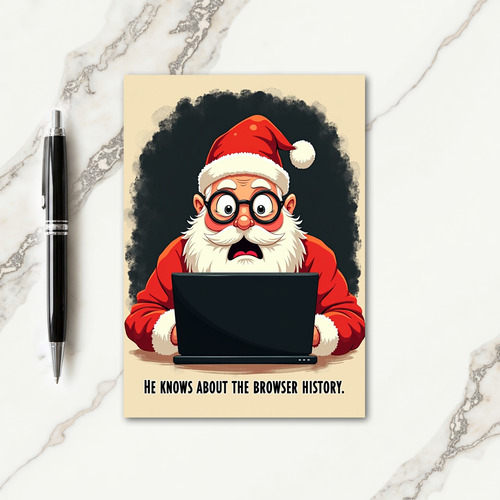 Shocked Santa Laptop Christmas Card
