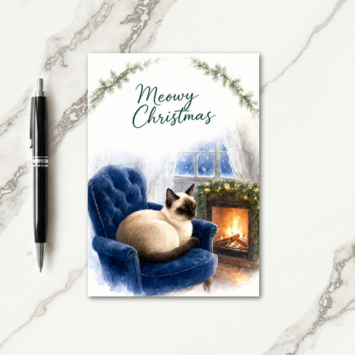 Siamese Cat Christmas Card