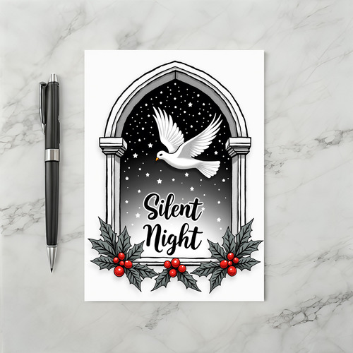 Silent Night Christmas Dove Card