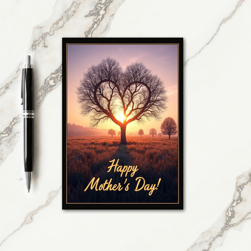 Silhouetted Heart Tree Card