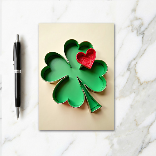 Silver Clover Heart Texture Card