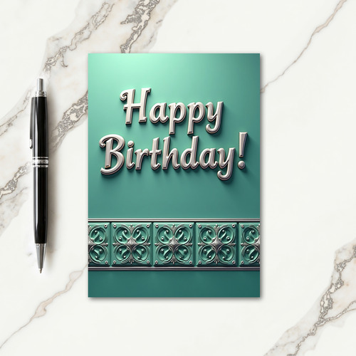Silver Script Birthday Card