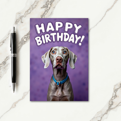 Silvery Canine Birthday Card