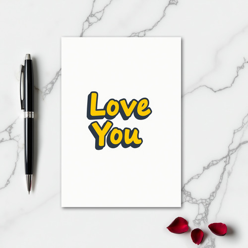 Simple 3D Love You Text Card