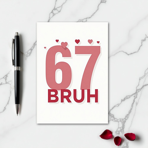 Simple 67 Bruh Birthday Card