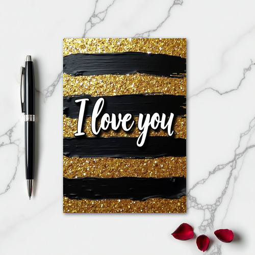 Simple Black Gold I Love You Card